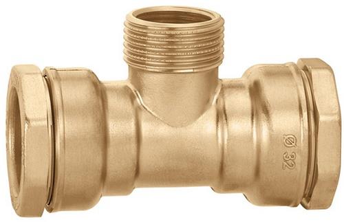 CA T-Verschraubung, reduziert 32 mm x1ZollAGx3/4ZollIG für PE-Rohr