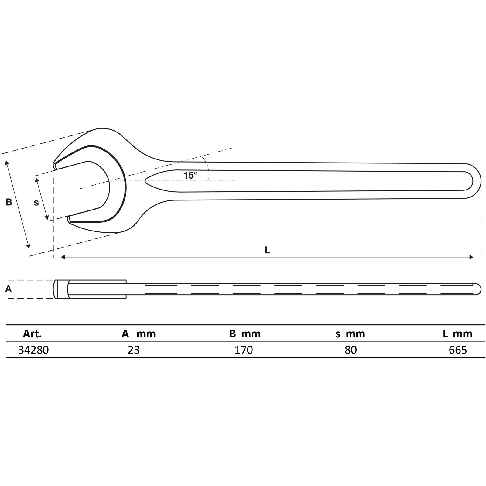 BGS Einmaulschlüssel DIN 894 SW 80 mm - 34280