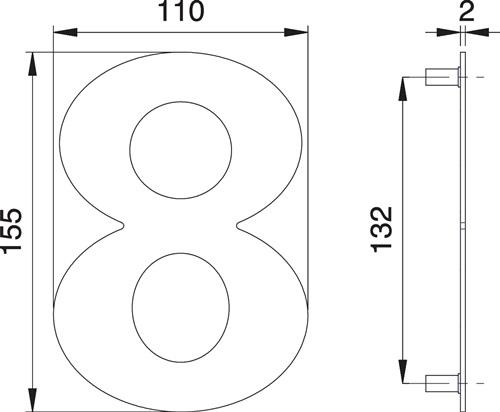edi Hausnummer Ziffer 8 VA ma 150mm B.110mm - 2508/0000/00