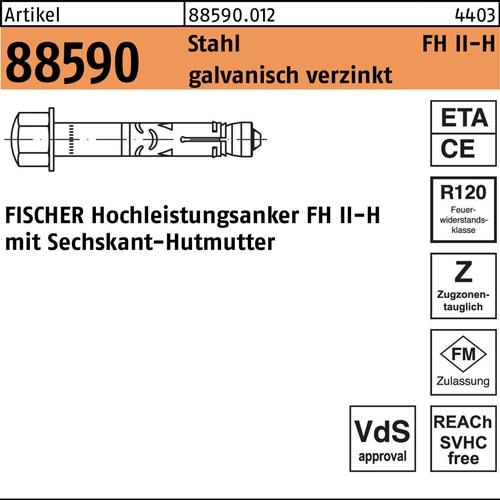 Hochleistungsanker R 88590 FH II 10/10 H Stahl galv.verz. 50St. FISCHER