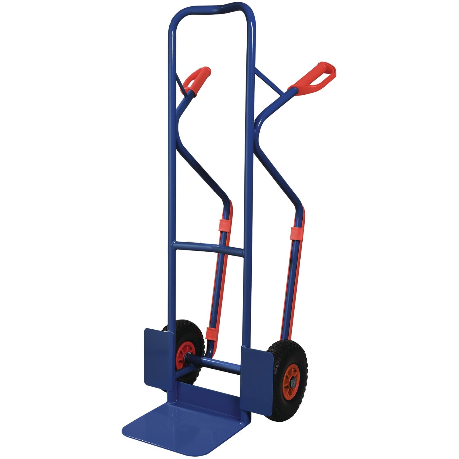 Stapelkarre m.Kufen H.1300mm Schaufel-L250xB320mm PU-Bereifung Trgf.300kg blauTW