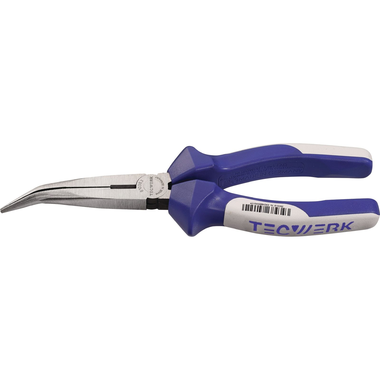 Flachrundzange L.200mm pol.40Grad gew.Mehrkomp.-Hüllen TECWERK