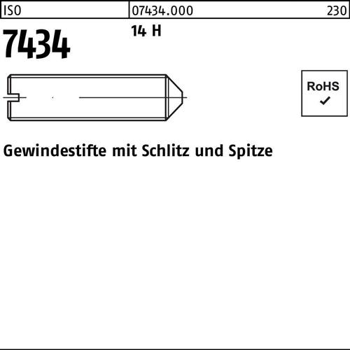 Gewindestift ISO 7434 Spitze/Schlitz M6x 16 14 H 200 Stück
