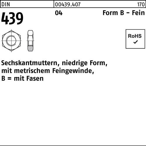 Sechskantmutter DIN 439/ISO 4035 FormB BM 27x 1,5 Automatenstahl 25 Stück