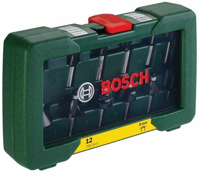 Bosch Fräser-Set-HM 12tlg. Durchmesser: 8 mm Schaft) - 2607019466