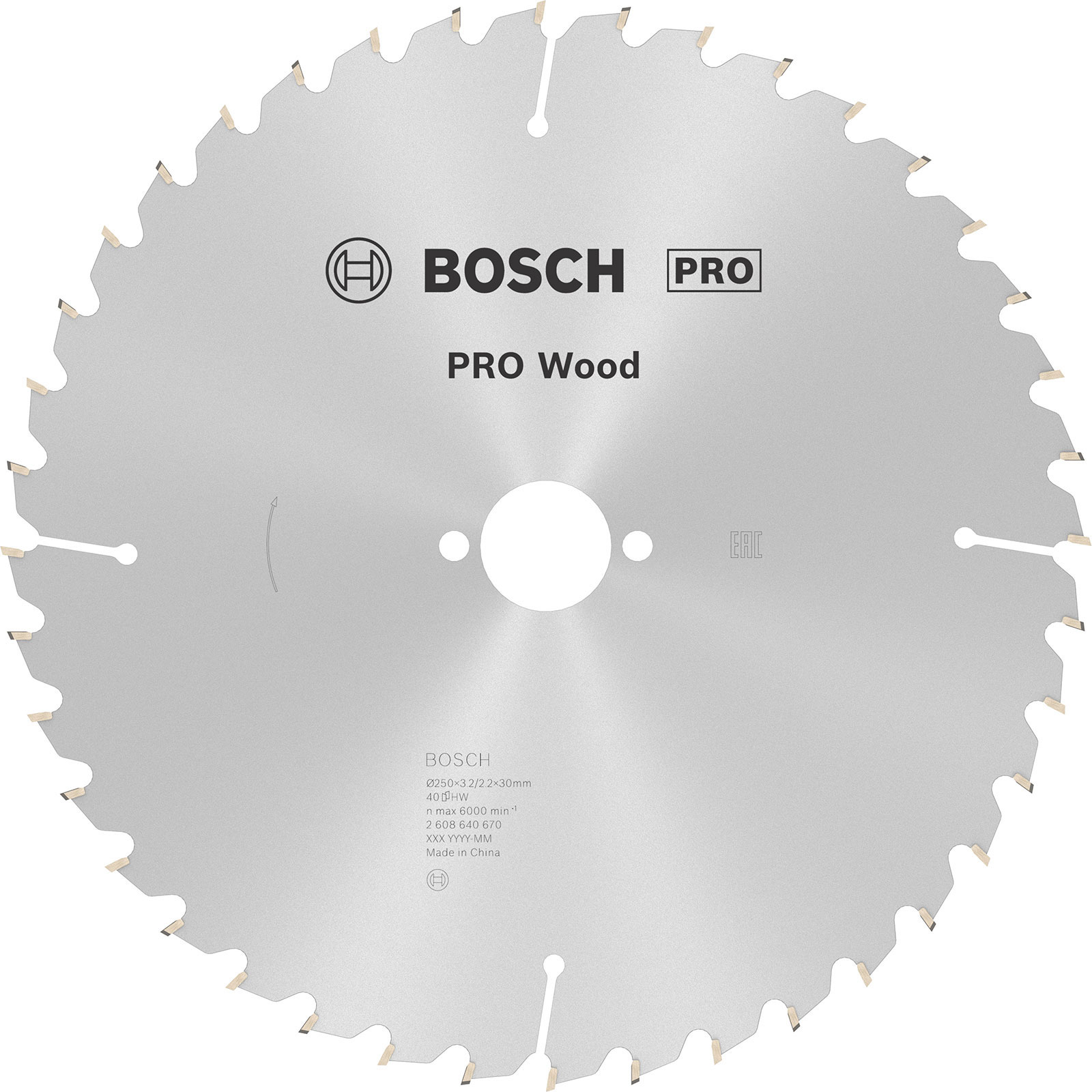 Bosch PRO Wood Kreissägeblatt 250 x 3,2 x 30 mm - 2608640670