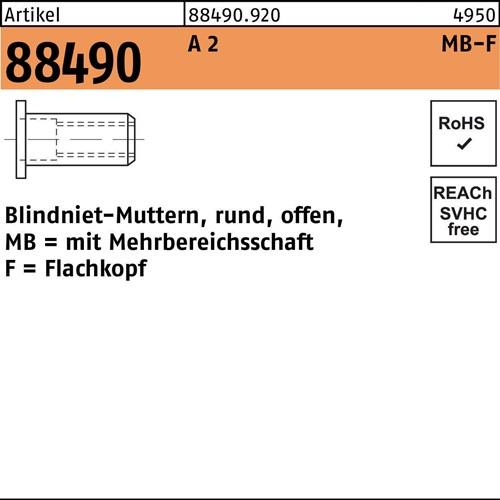 Blindnietmutter R 88490 FLAKO M5/0,5 - 5,0 A 2 500 Stück