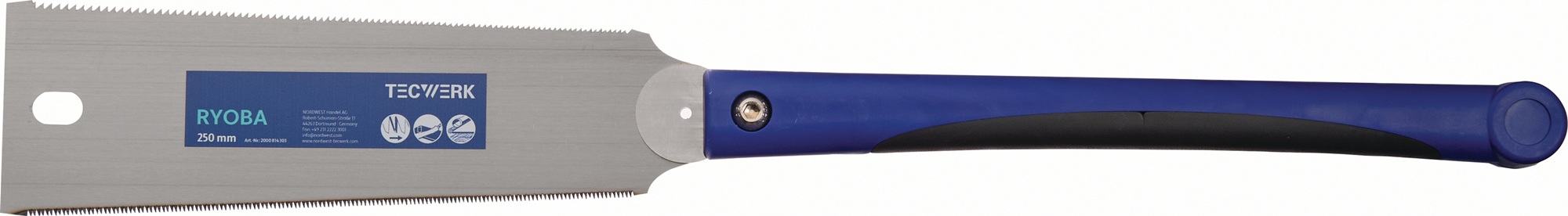Japansäge/Feinzugsäge Ryoba Blatt-L.250mm Gesamt-L.600mm 2K-Komfortgriff TECWERK