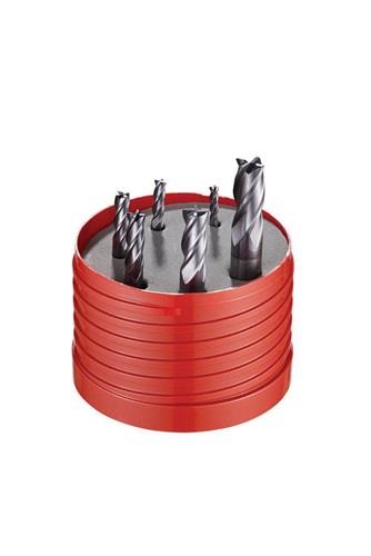Schaftfräserset Nr.944 D.3/4/5/6/8/10mm Z.4 VHM TiAlN 6tlg.Runddose DORMER