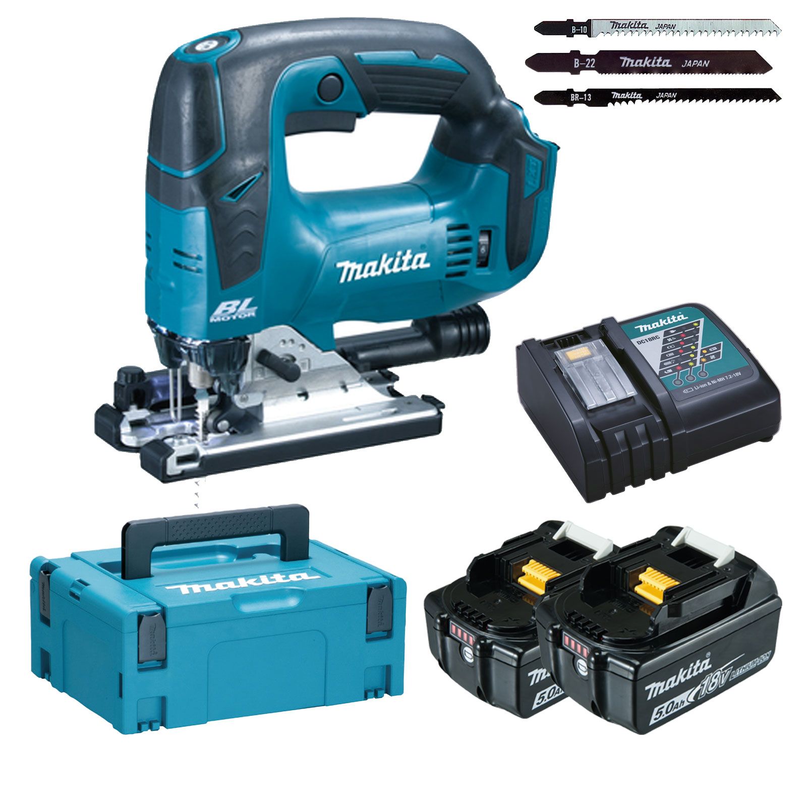 Makita DJV182RTJ Akku-Pendelstichsäge 18 V / 2x 5,0 Ah Akku + Ladegerät im Makpac