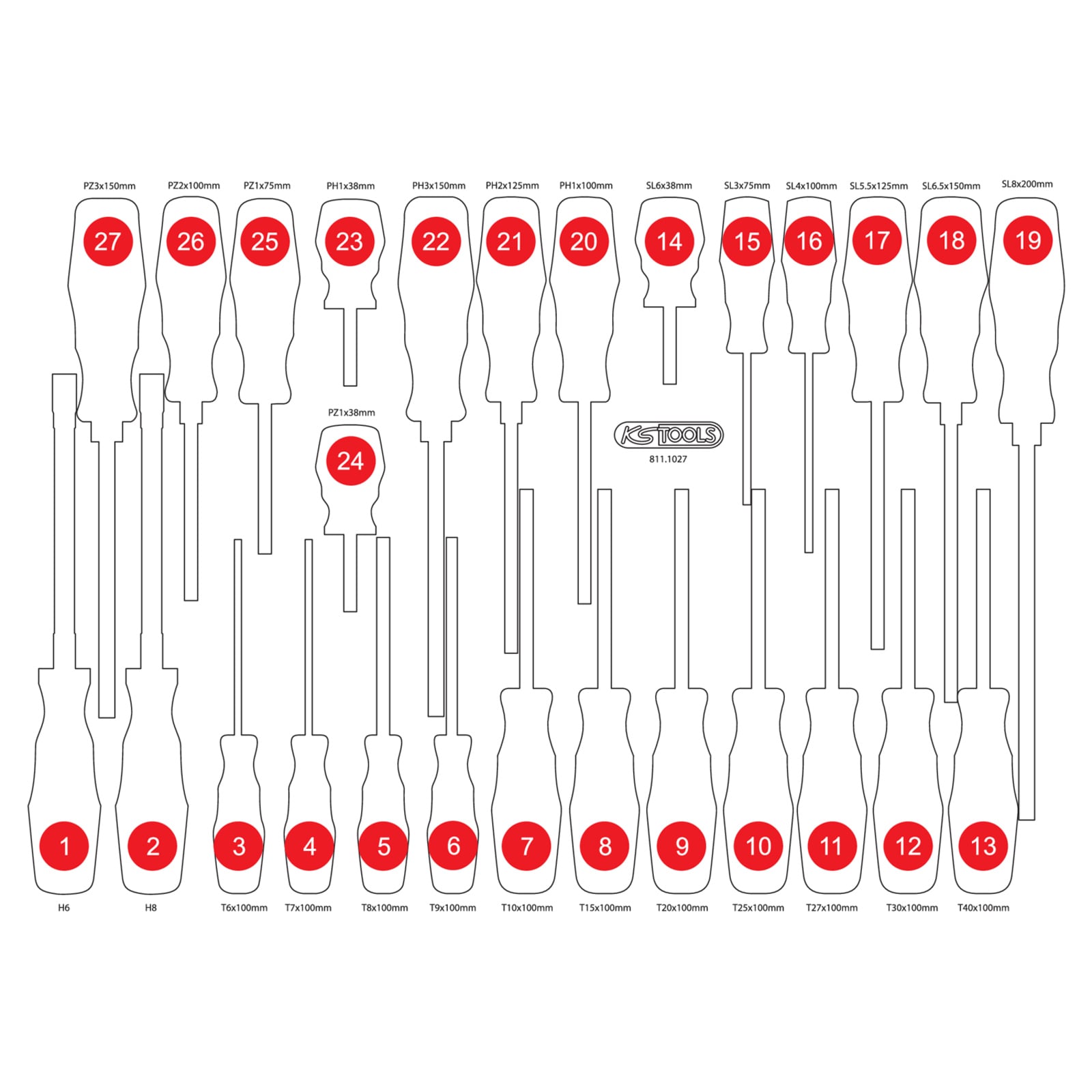 KS TOOLS leere Schaumstoffeinlage zu 811.1027 - 811.1027-97