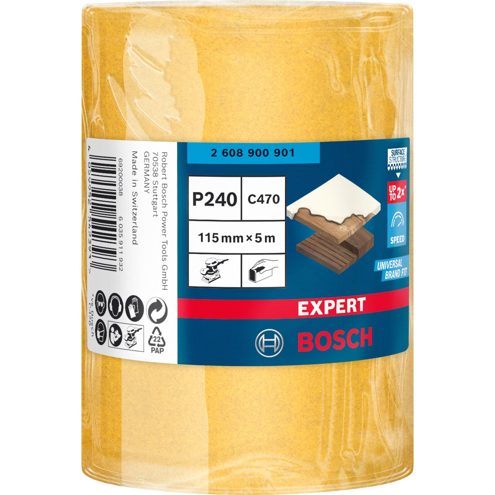 Bosch Expert C470 Schleifpapierrolle zum Handschleifen 115 mm x 5 m G 240 - 2608900901