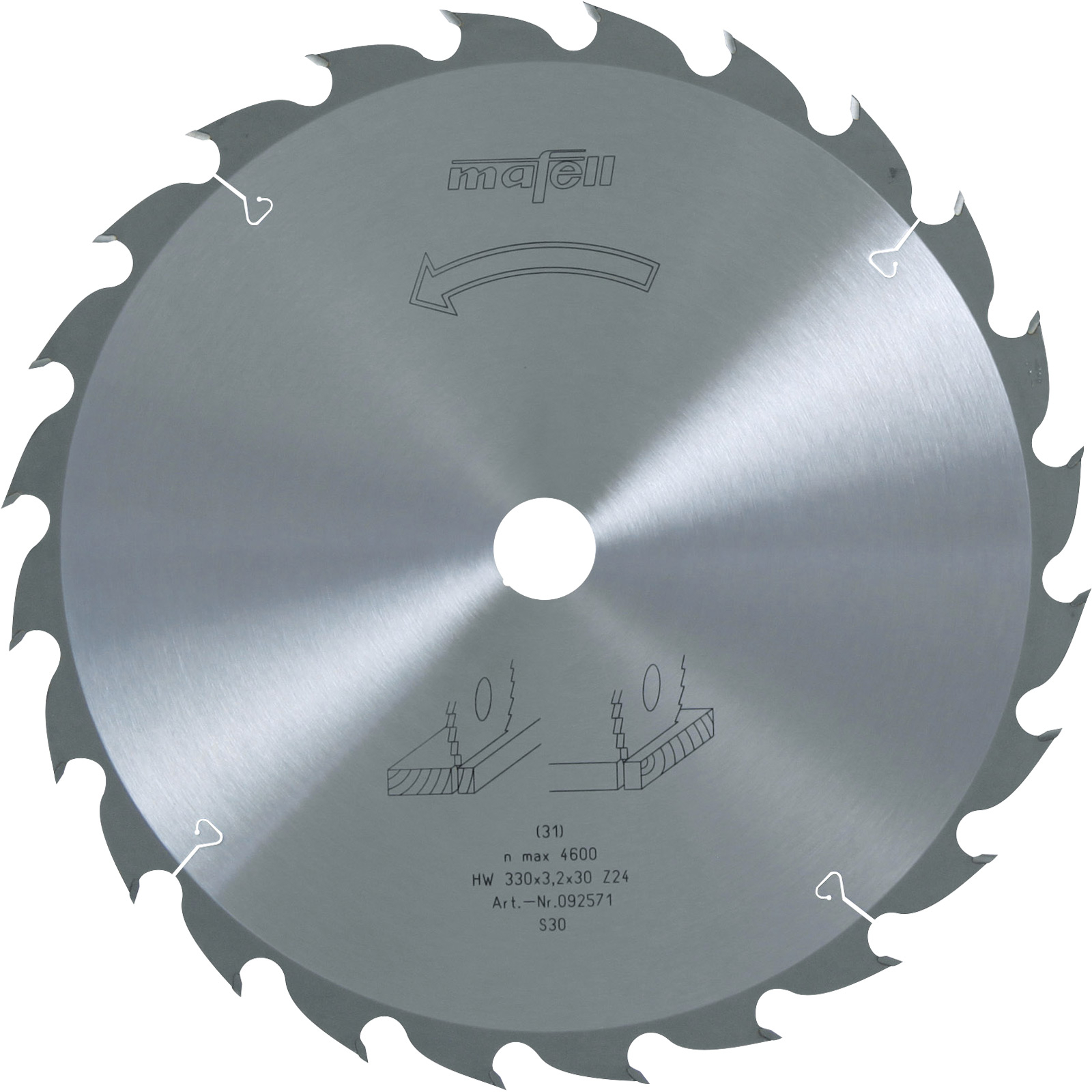 mafell Sägeblatt-HM 330 x 2,2/3,2 x 30 mm, Z 24, WZ, für universellen Einsatz in Holz - 092571