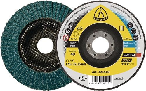 KLINGSPOR Fächerscheibe SMT 324 Extra Ø 125 mm Körnung 40 flach INOX Zirkonkorund - 321646