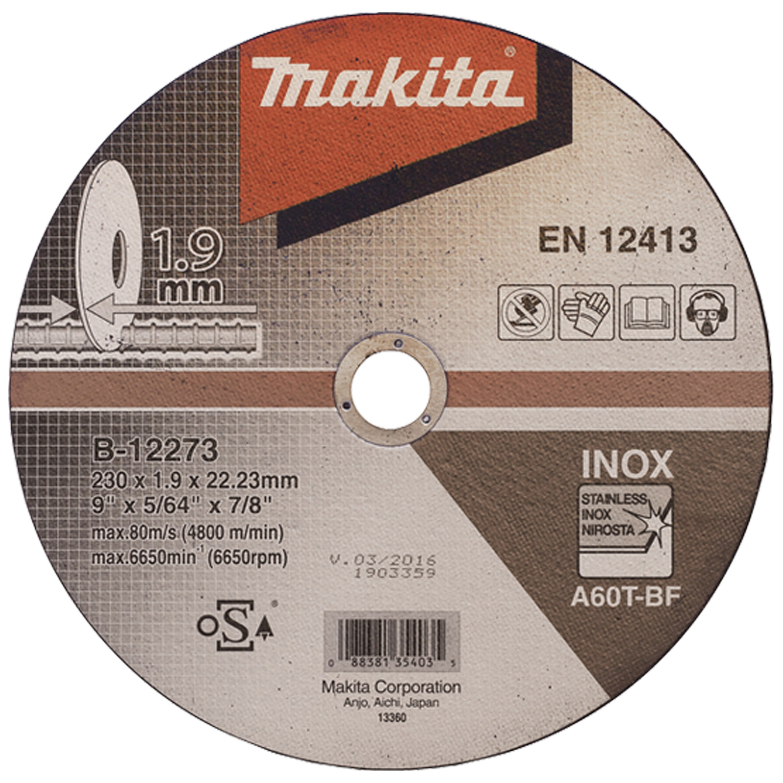 Makita Trennscheibe Inox 230 x 1,9 mm - B-12273