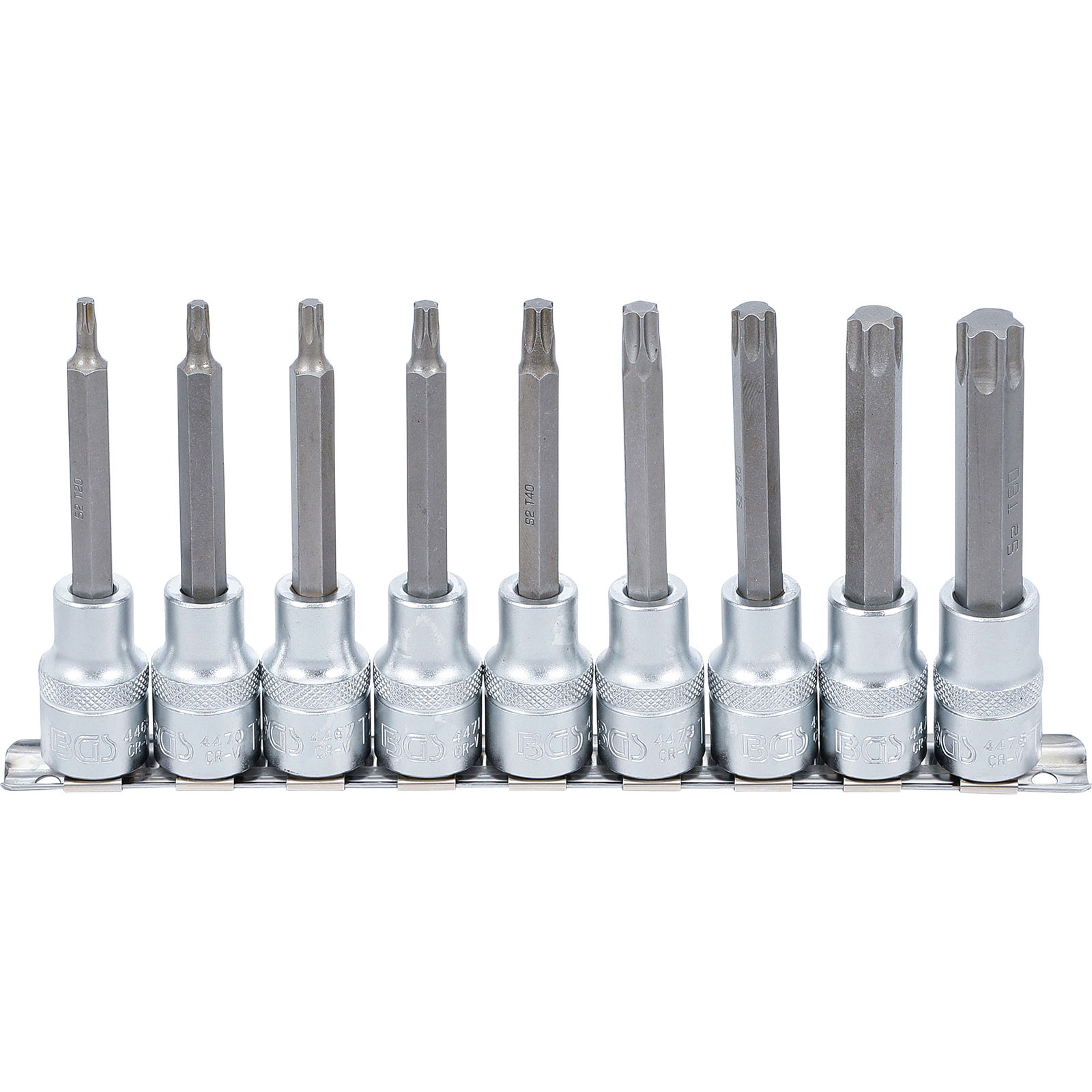 BGS Bit-Einsatz-Satz Antrieb Innenvierkant 12,5 mm (1/2") T-Profil (für Torx) 9tlg. - 5177