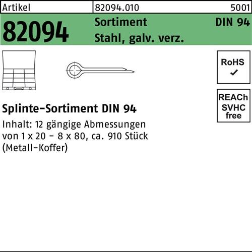 Splintensortiment DIN 94 910tlg. Stahl galv.verz. 1 Stück