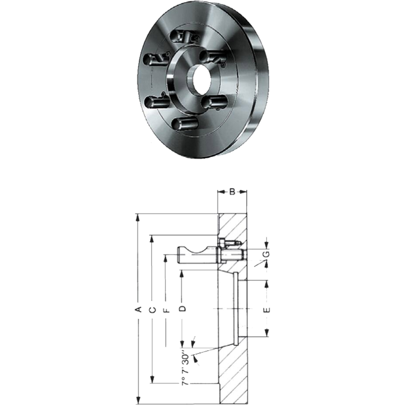 Röhm Kurzkegelflansch, Außen-Ø 400, Kurzkegel 15, ISO 702-2 - 319692