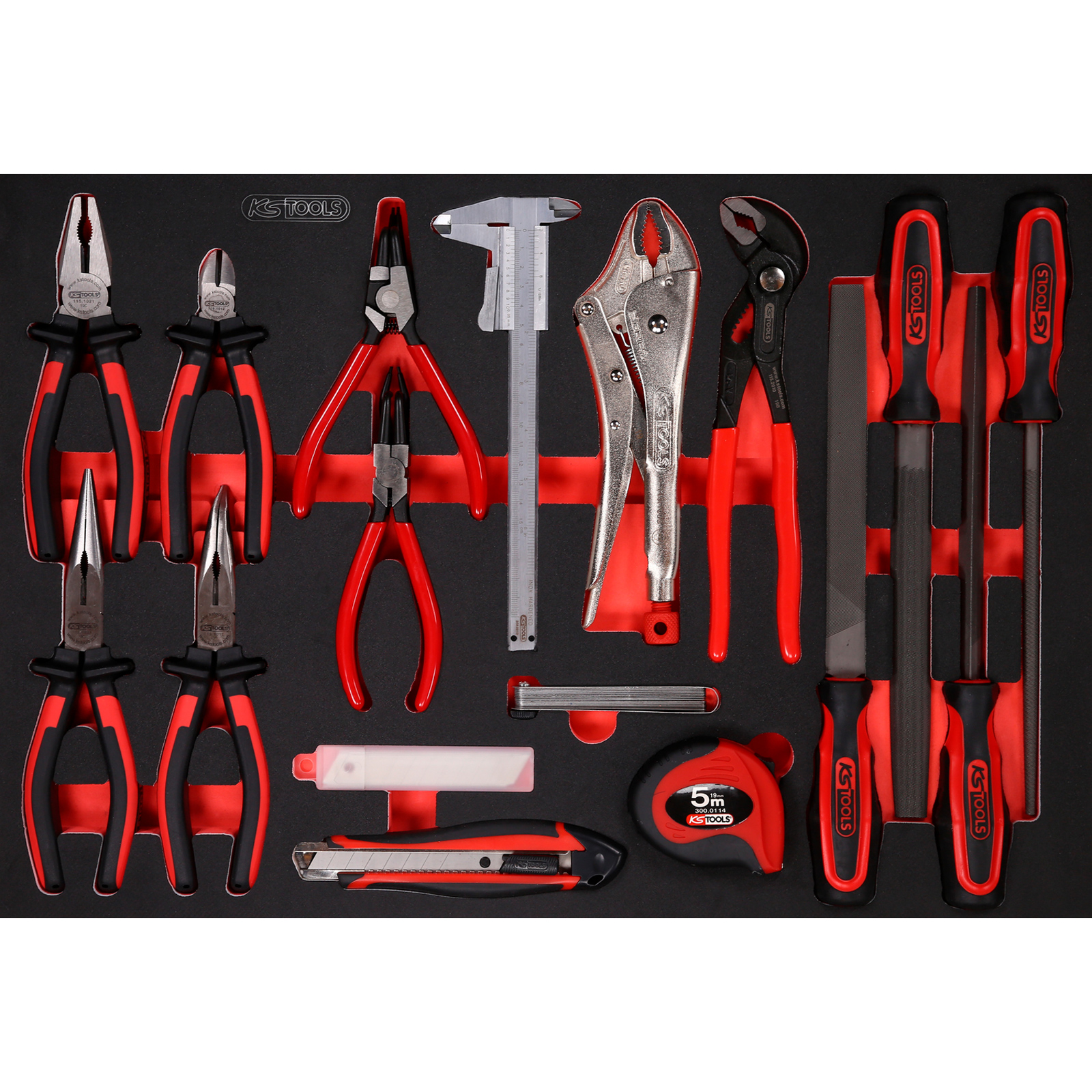 KS TOOLS Zangen- / und Feilen-Satz in Schaumstoffeinlage 28tlg. - 811.0019