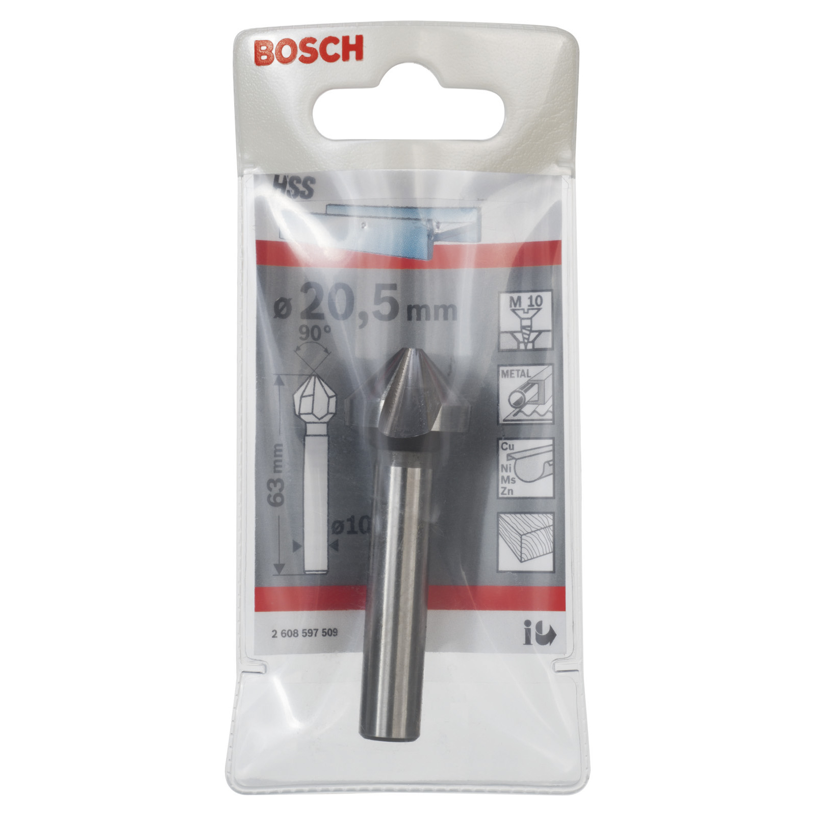 Bosch Kegelsenker 20,5 mm M10 63 mm 10 mm - 2608597509