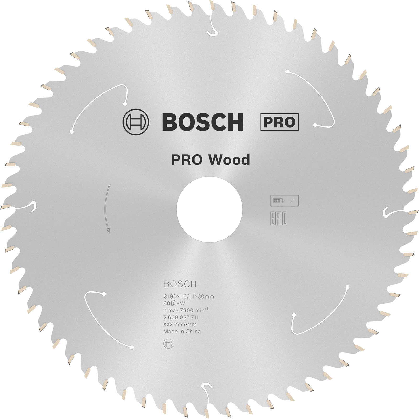 Bosch PRO Wood cordless Blatt für Kreissägen 190 x 1,6 x 30 mm - 2608837711