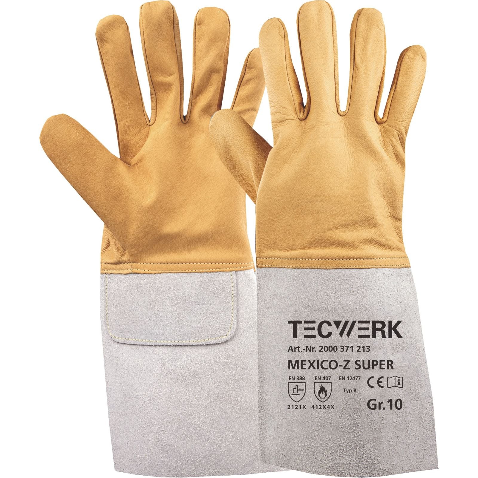 Schweißerhandschuhe Mexico Z Super Gr.10 gelb/grau EN 388/407/12477 10PA TW