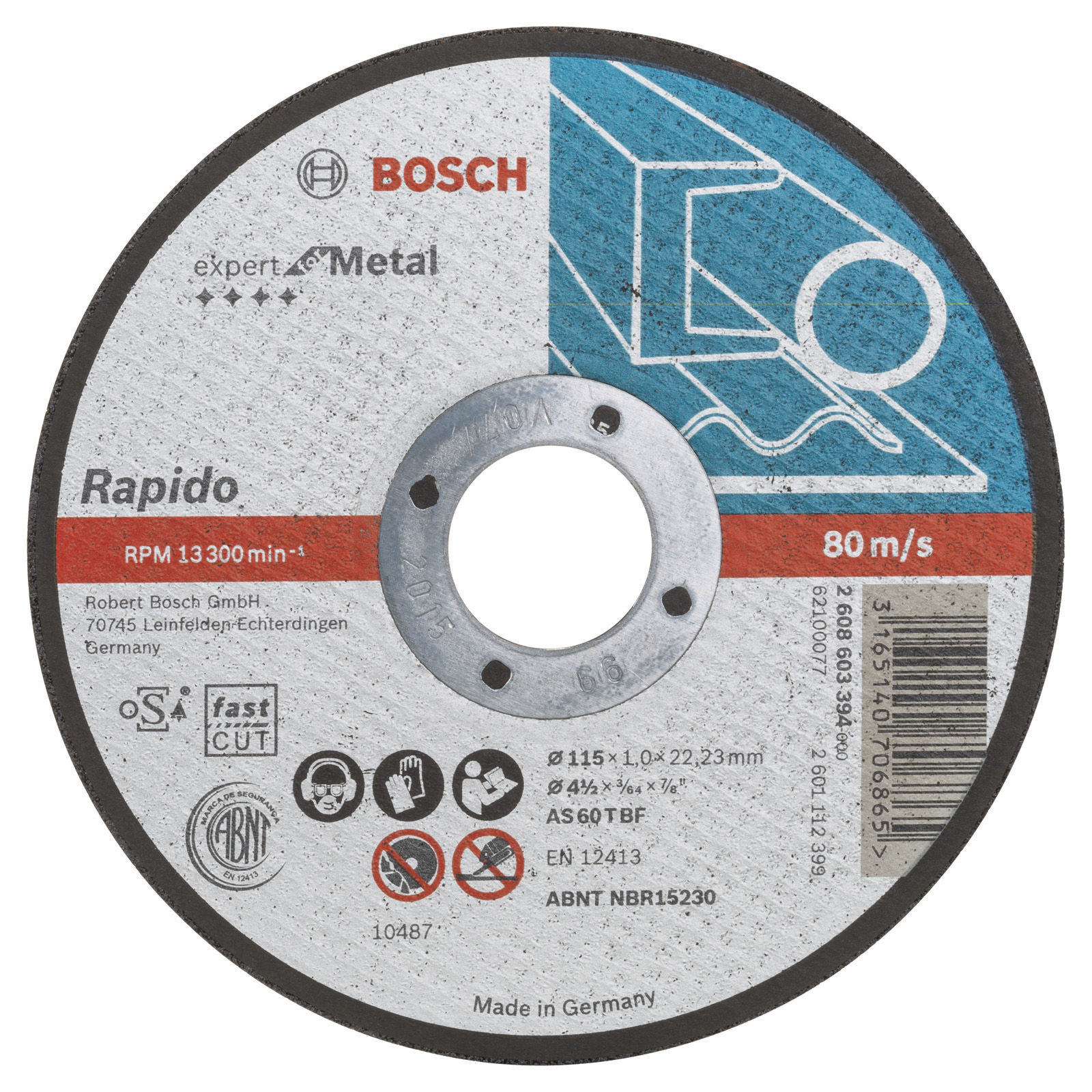 Bosch Trennscheibe gerade Expert for Metal Rapido AS 60 T BF 115 mm 22,23 mm 1 mm - 2608603394