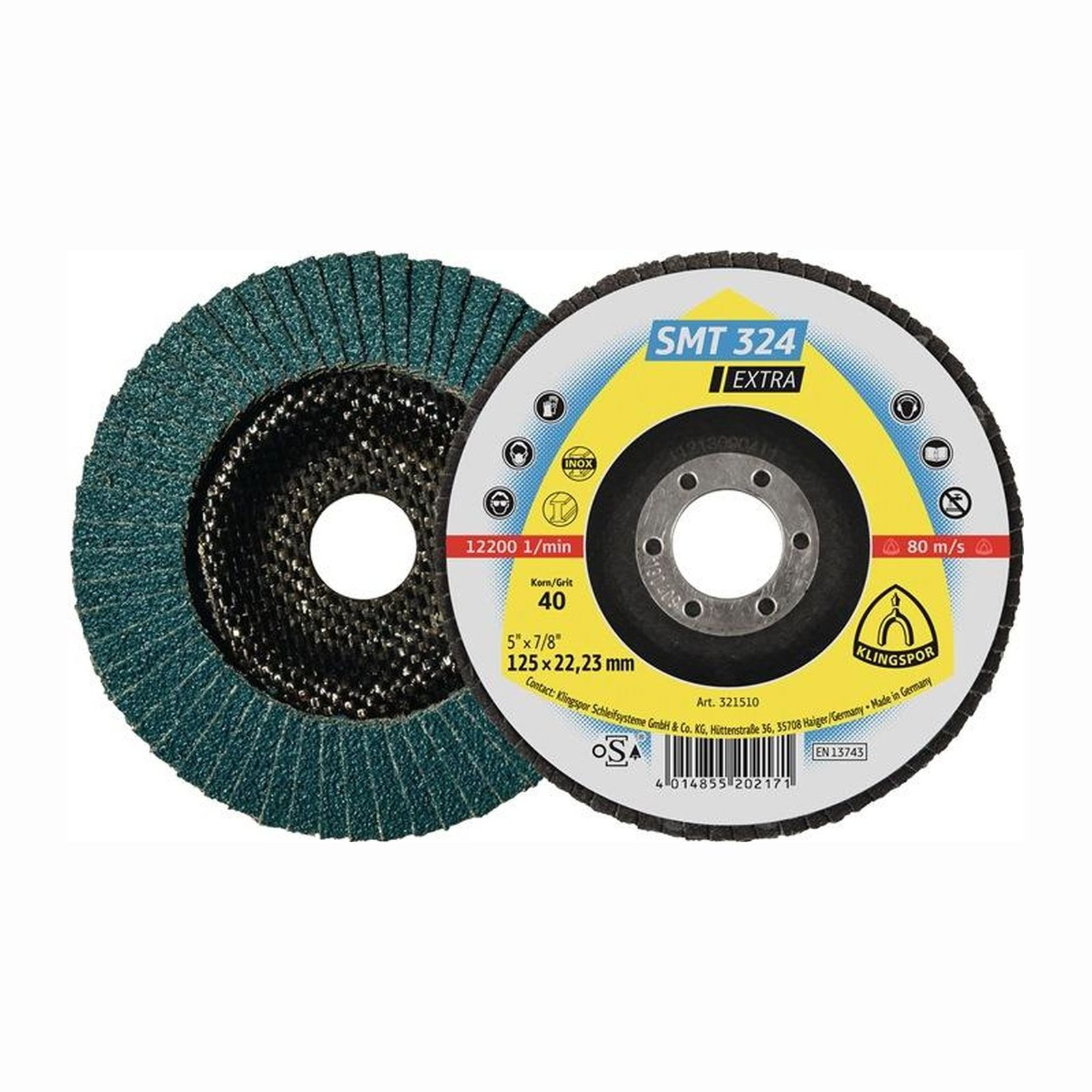 KLINGSPOR 10x Fächerscheibe SMT 324 Extra konisch INOX Zirkonkorund