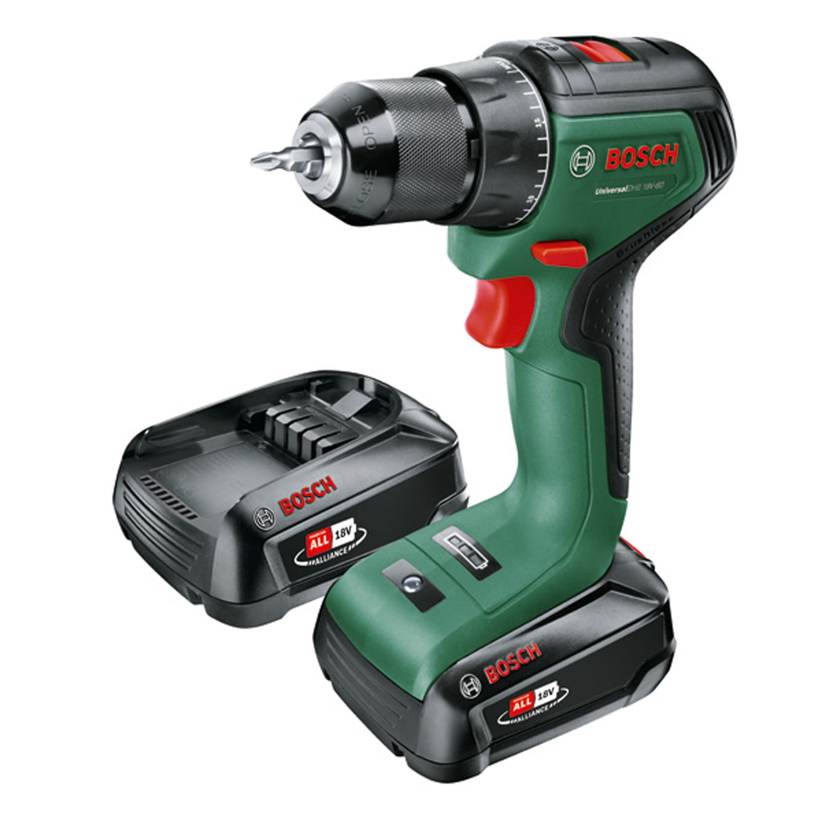 Bosch Akku-Bohrschrauber UniversalDrill 18V-60, 2 x Akku PBA 18V 2.0Ah, Tragekoffer