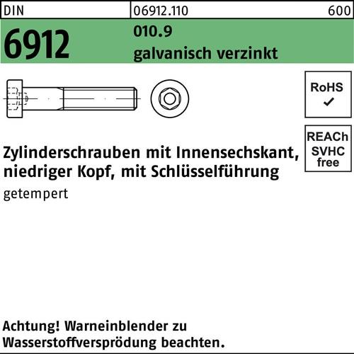 Zylinderschraube DIN 6912 Innen-6kt M6x16 010.9 galv.verz. 500St.
