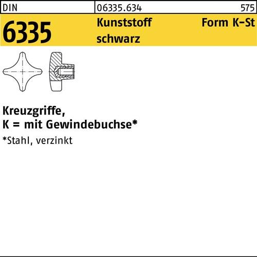 Kreuzgriff DIN 6335 Gewindedurchloch K 25 M5 Ku. sw 10 Stück