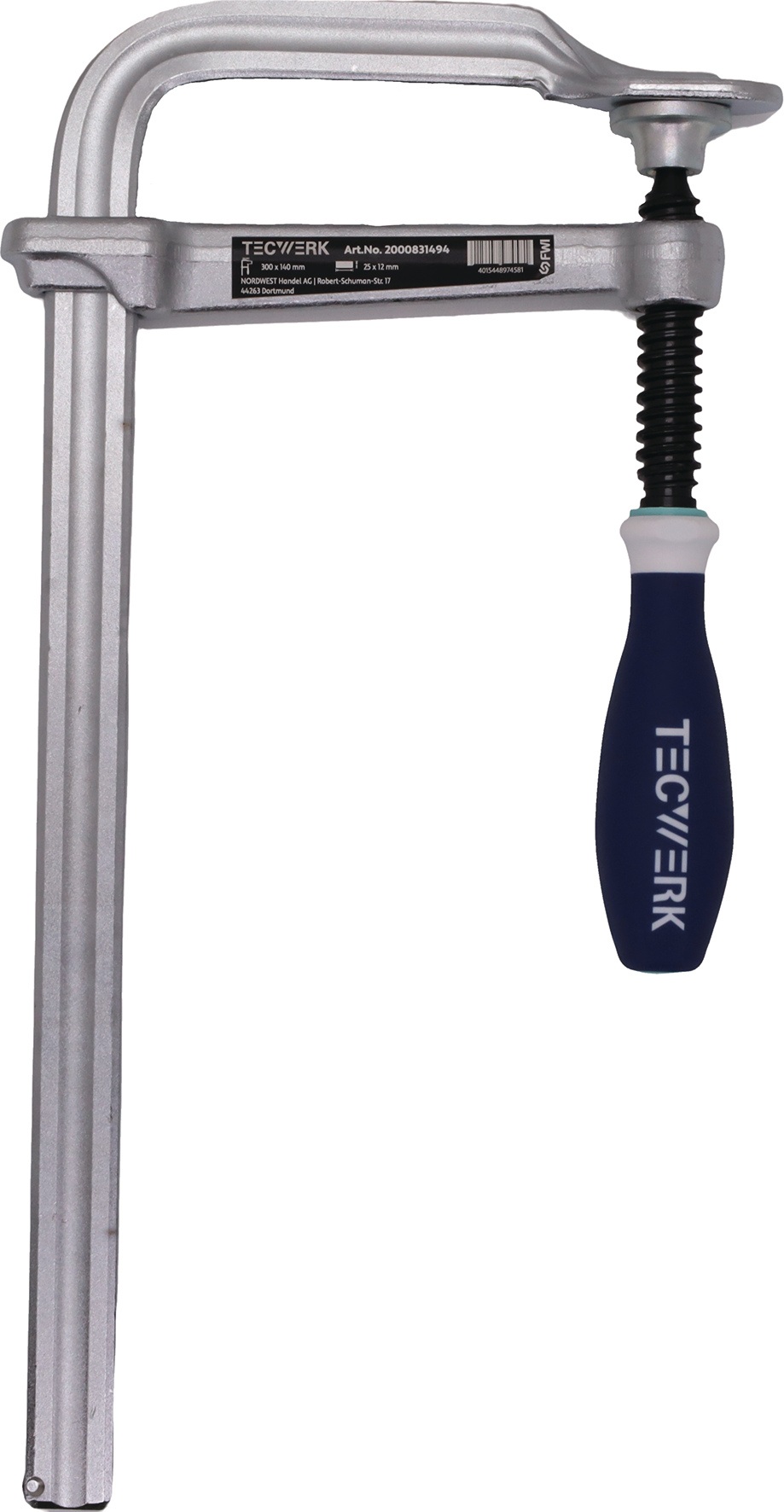Ganzstahlschraubzwinge Spann-W.120mm A.60mm 3-K-Griff TECWERK