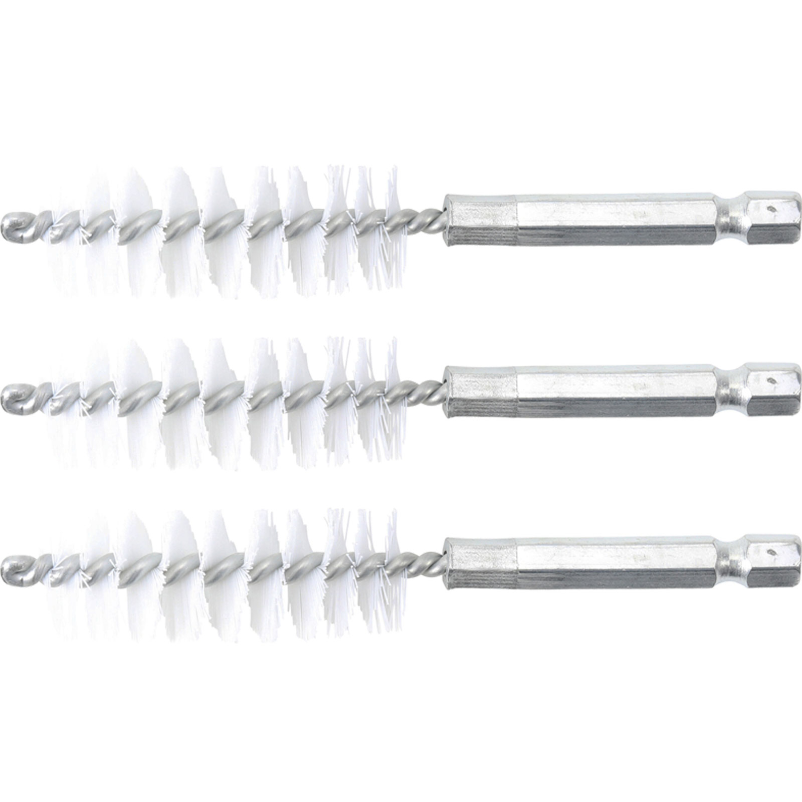 BGS Nylonbürste 17 mm Antrieb Außensechskant 6,3 mm (1/4") 3tlg. - 3078-17-N