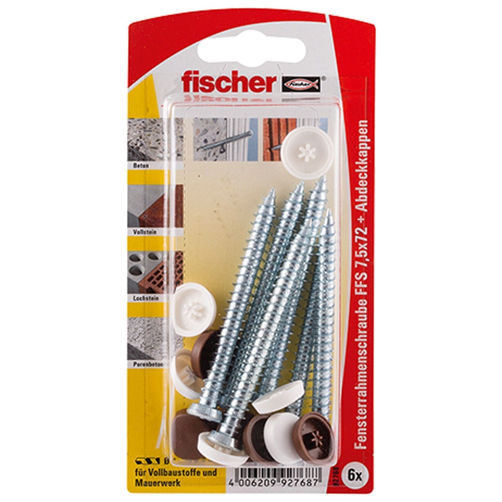 Fischer 6x Fensterrahmenschraube FFS 7,5x72 T30 - 92768