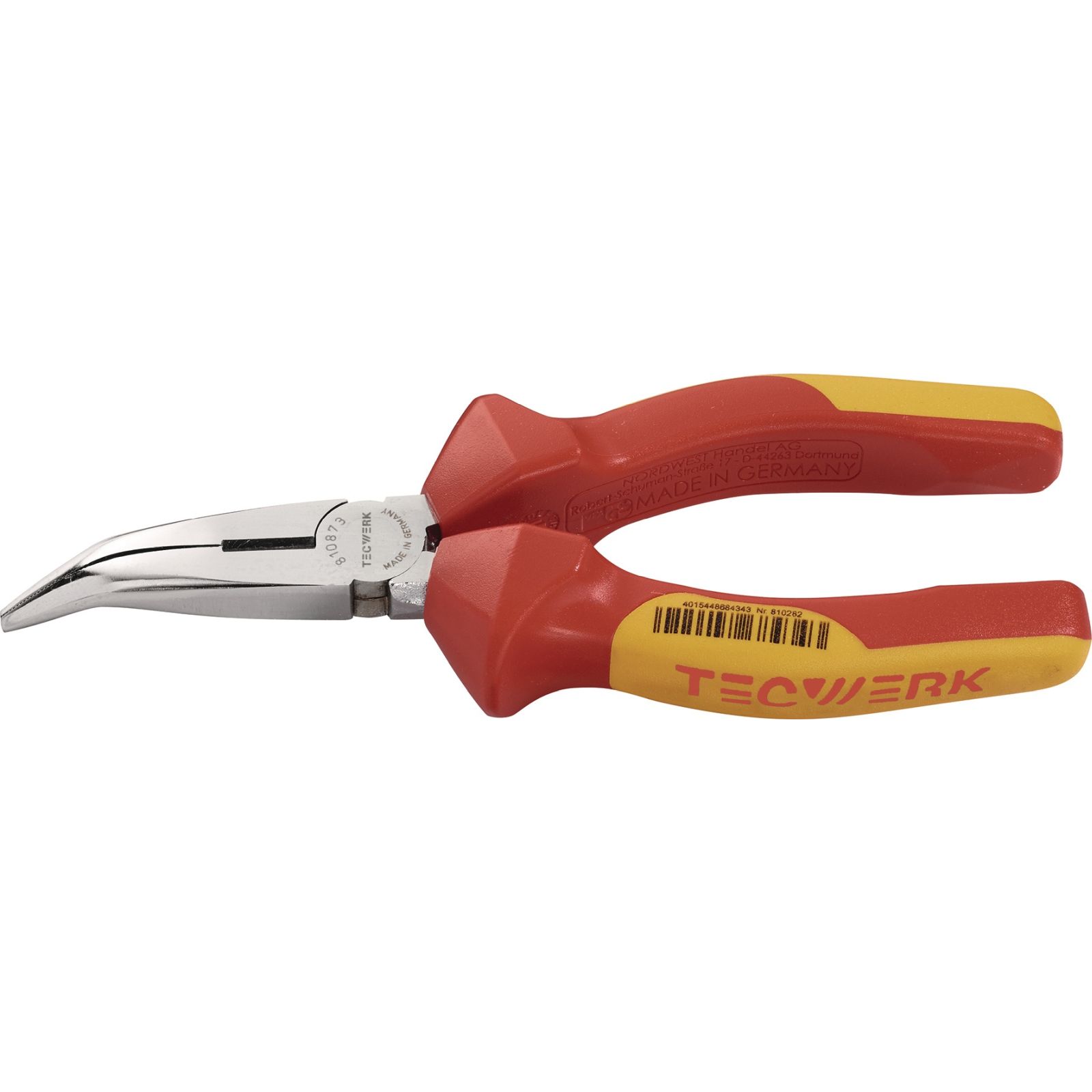 Flachrundzange L.160mm 40Grad gew.VDE Mehrkomp.-Hüllen TECWERK