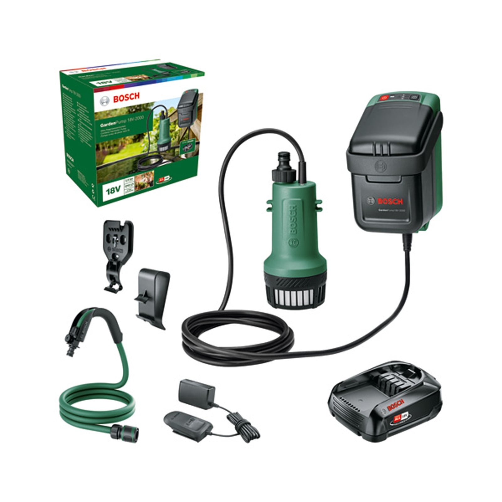 Bosch Akku-Regenwasserpumpen GardenPump 18V-2000  Akku 18V 2,5Ah - 06008C4202