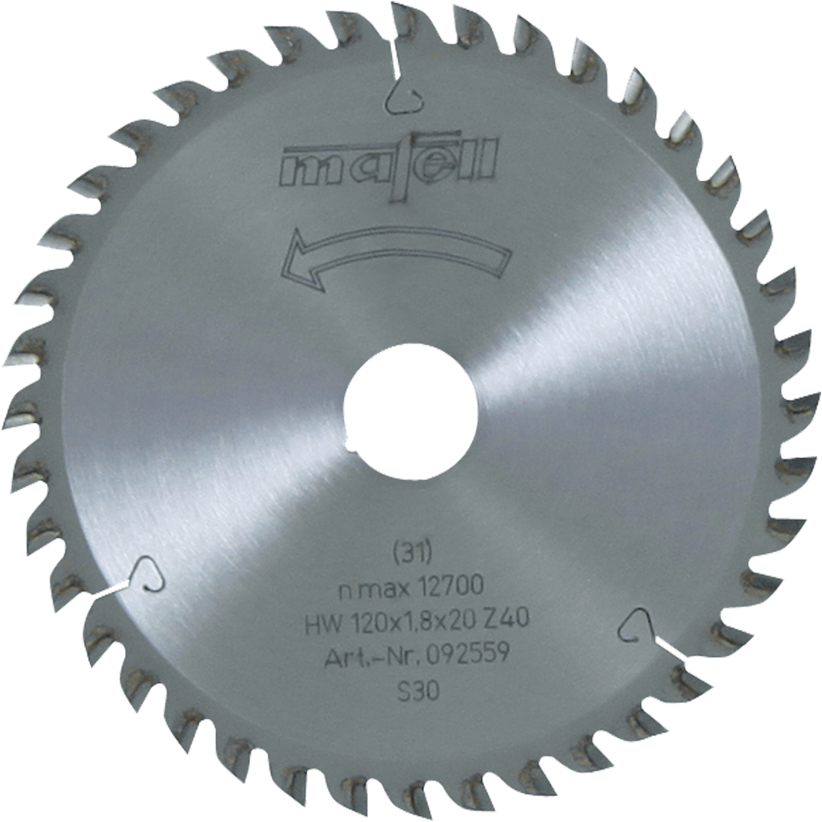 mafell Sägeblatt-HM 120 x 1,2/1,8 x 20 mm, Z 40, FZ/TR, für Feinschnitte in Holz - 092559