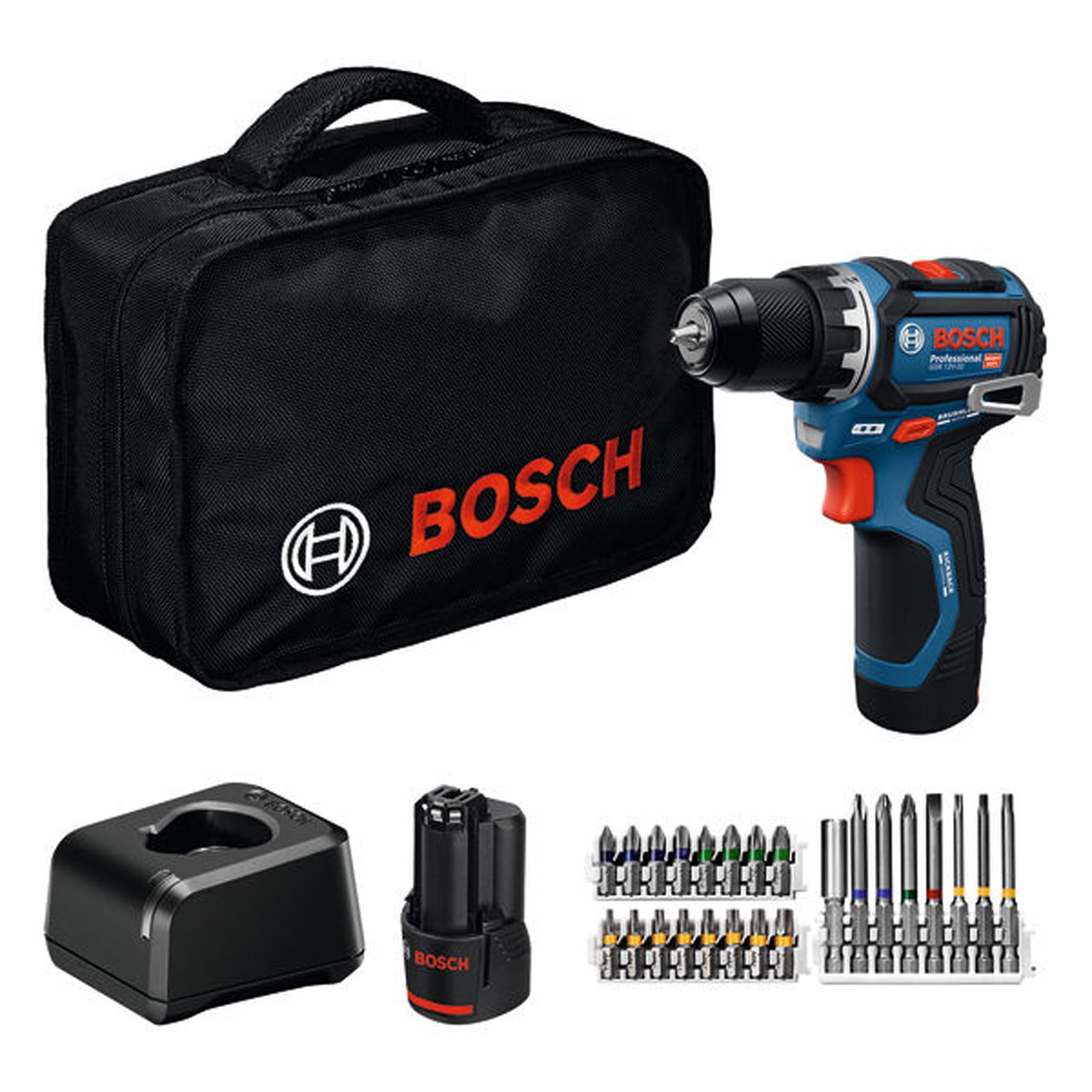 Bosch Akku-Bohrschrauber GSR 12V-32, 2x Akku GBA 12V 2.0Ah, Werkzeugtasche