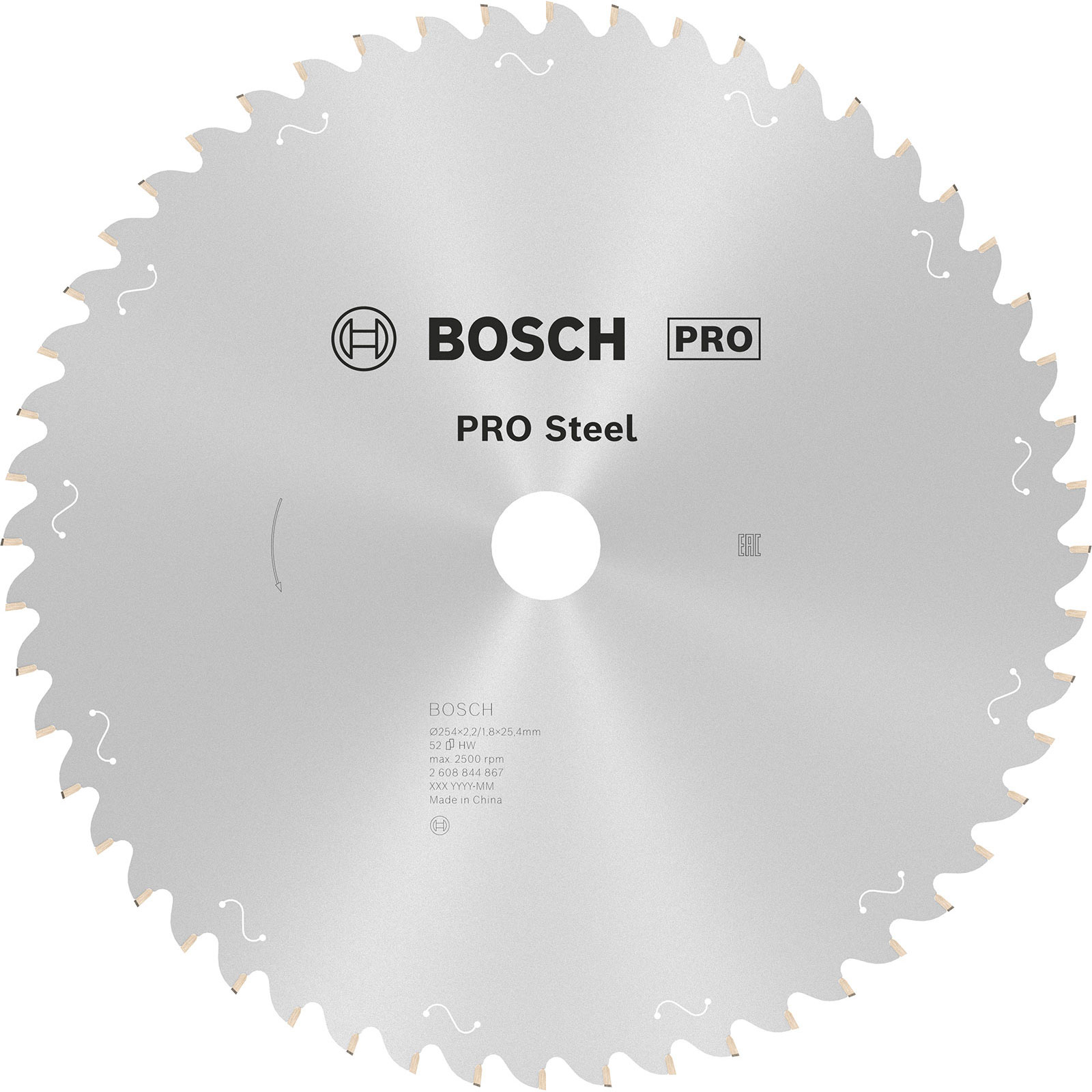 Bosch PRO Steel Sägeblatt für Kreissägen Netz- / kabelgebunden 254 x 2,2 x 25,4 mm T52 - 2608844867
