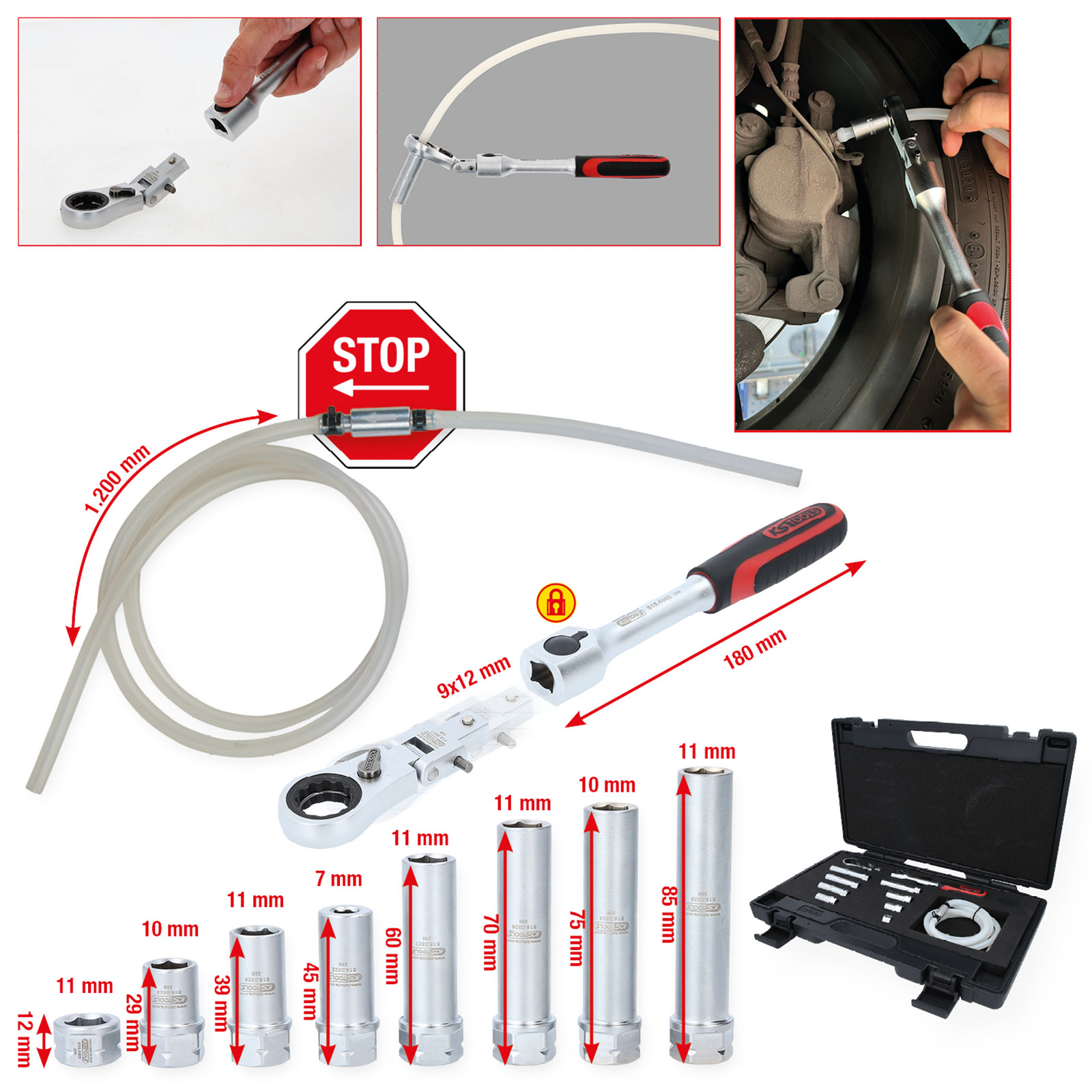 KS TOOLS Bremsen-Entlüftungsschlüssel-Satz für VAG 11tlg. - 518.0320