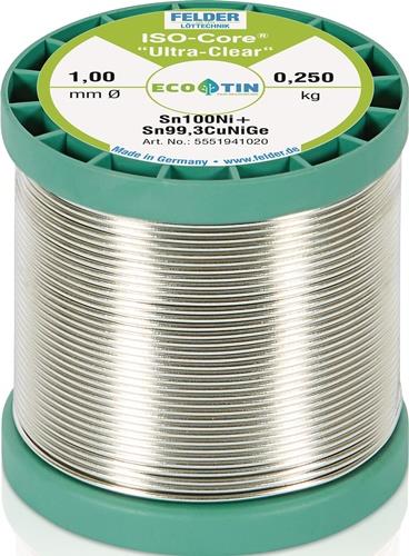 Lötdraht ISO-Core® UltraClear 1mm 250g Sn100Ni+ FELDER