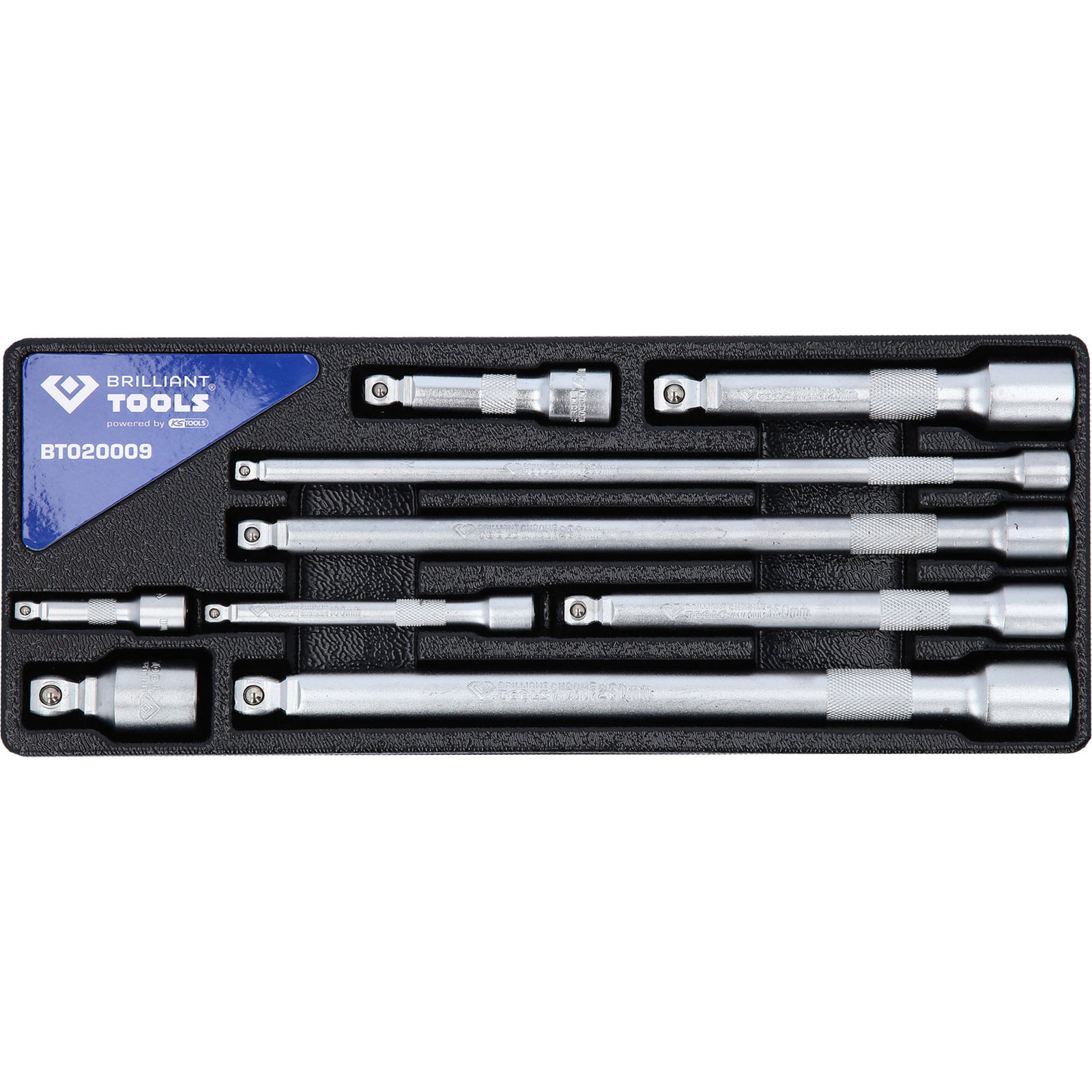 BRILLIANT TOOLS Kippverlängerungs-Satz 1/4" + 3/8" +  1/2" 9tlg. - BT020009