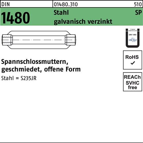 Spannschlossmutter DIN 1480 offen SP M20/200 Stahl ÜZ galv.verz. 1St.