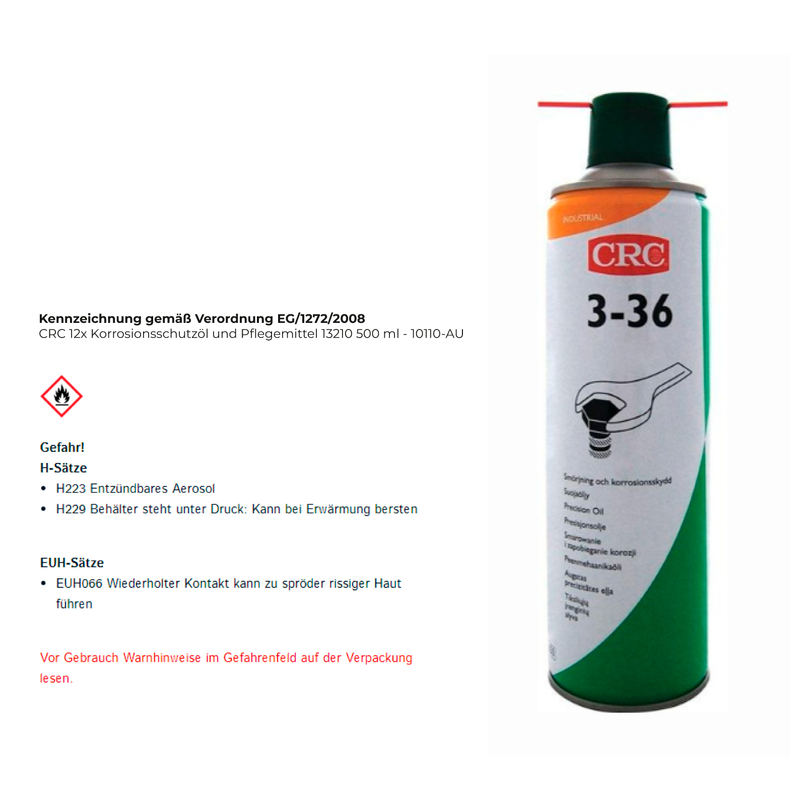 CRC Korrosionsschutzöl und Pflegemittel 3-36 500 ml Spraydose - 10110-AU