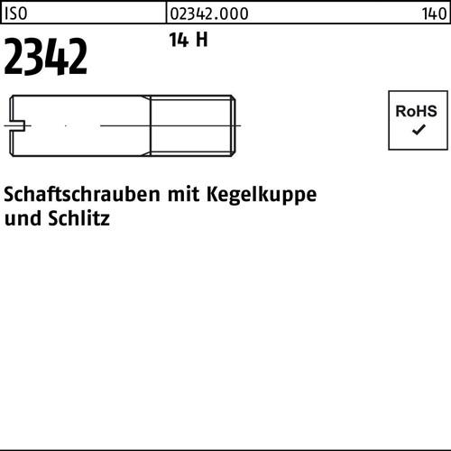 Schaftschraube ISO 2342 Kegelkuppe/Schlitz M6x 12 14 H 100 Stück