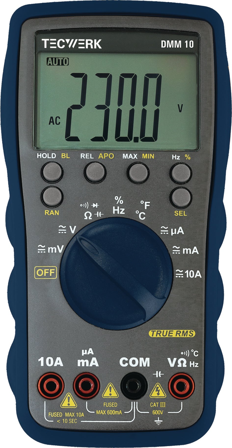 Multimeter DMM 10 0-600V AC/DC TRUE RMS TECWERK