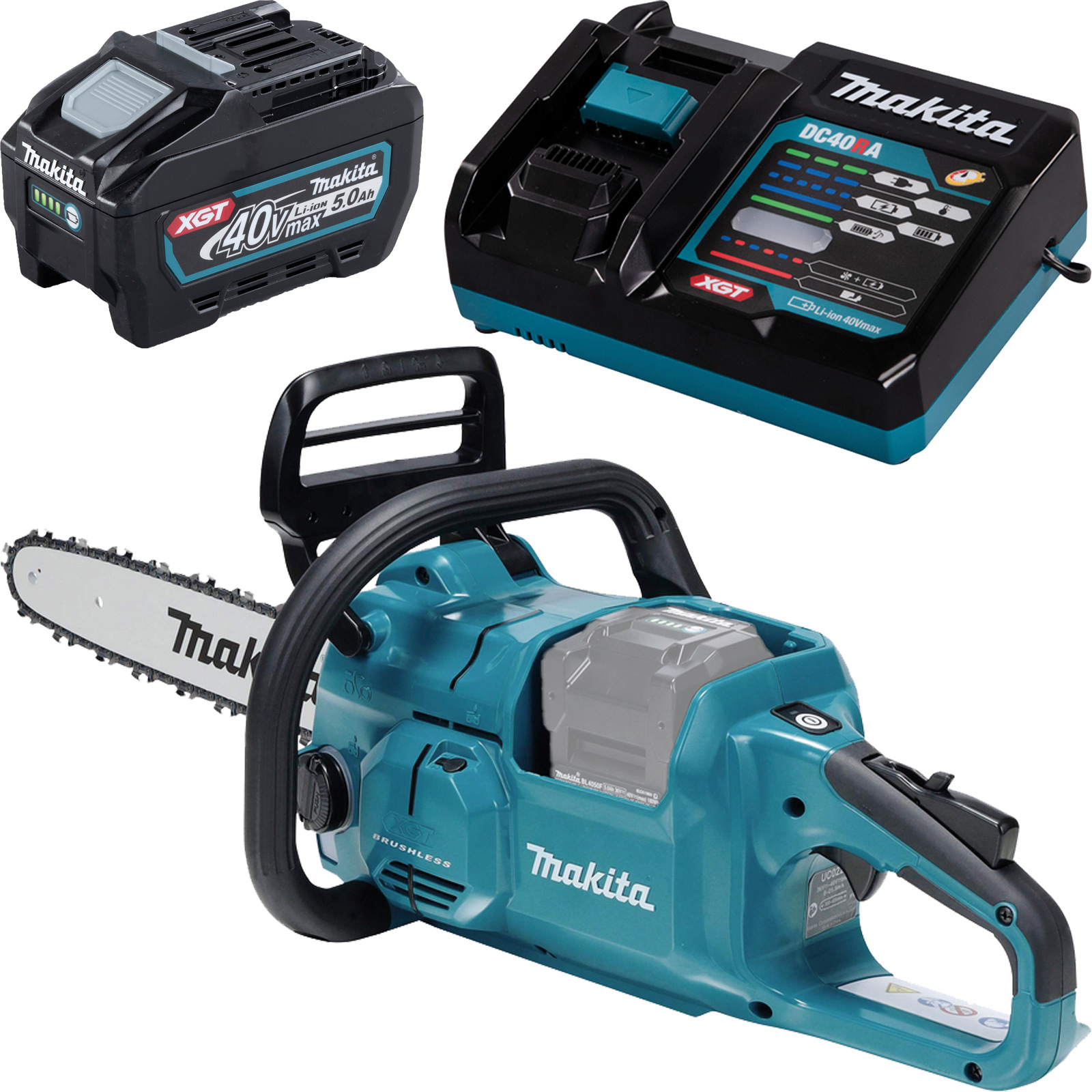 Makita UC022GT101 Akku-Kettensäge 40V max. / 1x Akku BL4050F 5,0 Ah + Schnellladegerät DC40RA