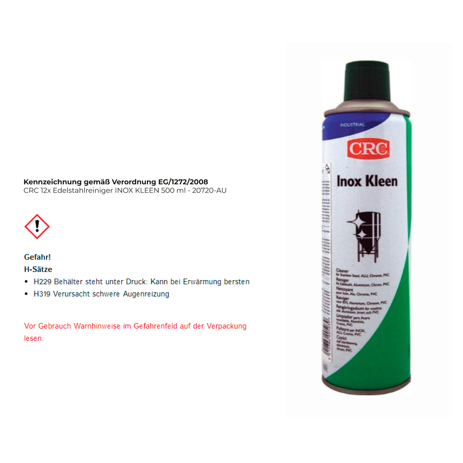 CRC Edelstahlreiniger INOX KLEEN 500 ml - 20720-AU