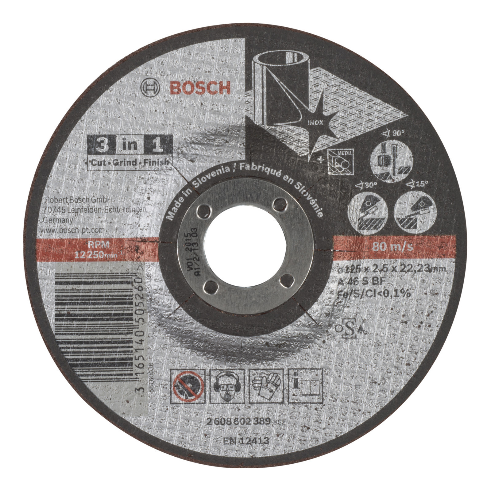 Bosch Trennscheibe 3-in-1 A 46 S BF gekröpft 125 mm 22,23 mm 2,5 mm - 2608602389