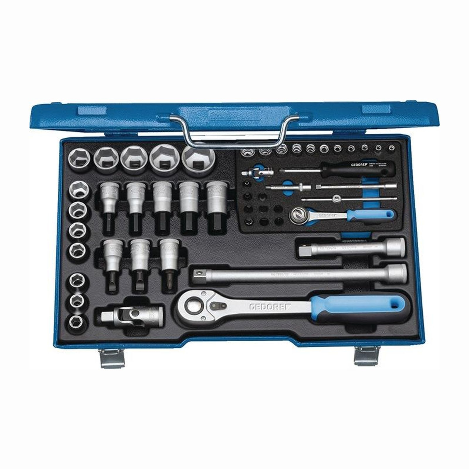 Gedore Steckschlüsselsatz 19 V20U-10 50tlg. 1/4 + 1/2″ SW 4-30 mm Anzahl Zähne 72/48 6-kant - 6157490